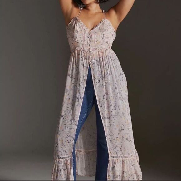 Anthropologie Floral Sheer Curtain Top Maxi length NwOT size Large - Picture 13 of 13